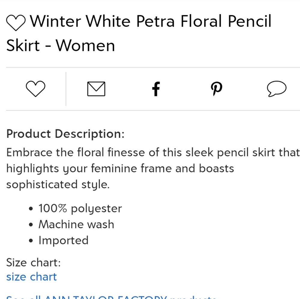 Ann Taylor Factory White Floral Pencil Skirt ♥ - Picture 2 of 7